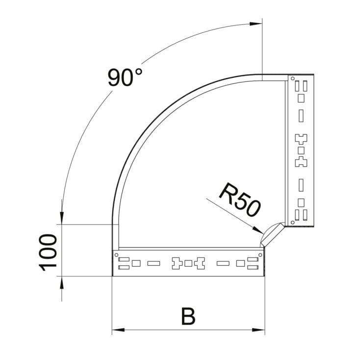 OBO Bettermann Vertr Bogen 90 Grad 60x100mm RBM 610 FS