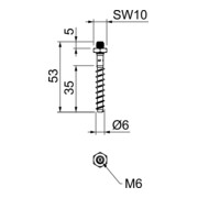 OBO Bettermann Vertr Brandschutz-Schraubanker Sechskant SW10 MMS-plus ST 6x55-3