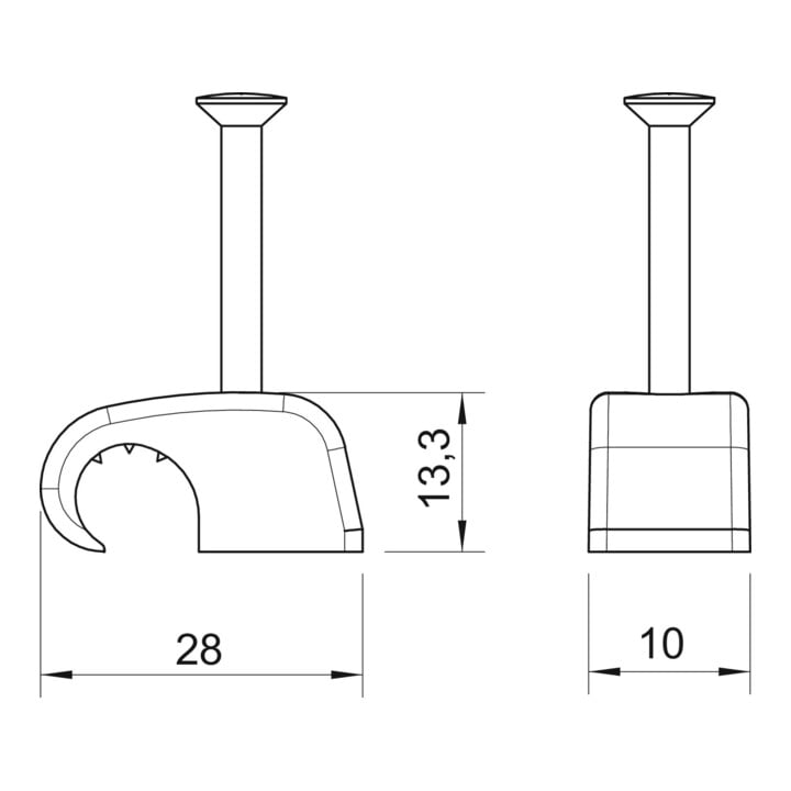 OBO Bettermann Vertr Haft-Clip m.Nagel 10-14mm L40 PP lgr 2027 40