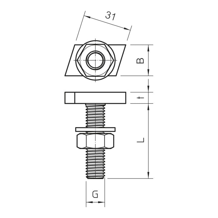 OBO Bettermann Vertr Hakenkopfschraube M10x30mm MS50HB M10x30 ZL