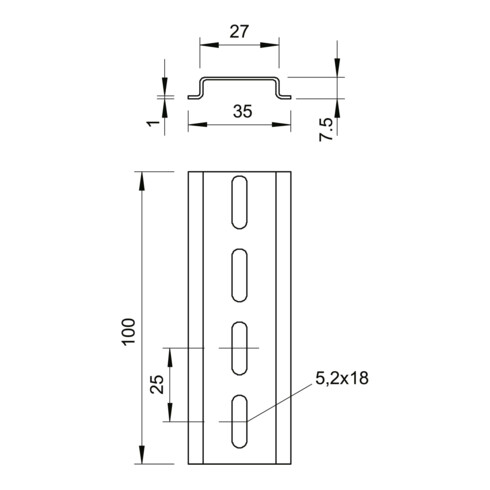 OBO Bettermann Vertr Hutschiene gelocht 2069 2M GTPL
