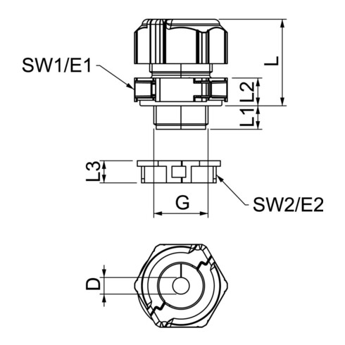 OBO Bettermann Vertr Kabelverschraub., teilbar Dichteinsatz,1 Kabel V-TEC TB20 06-08