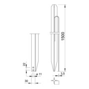 OBO Bettermann Vertr Kreuzerder 1,5m m.Bandeisenfahne 213 1500 M-3