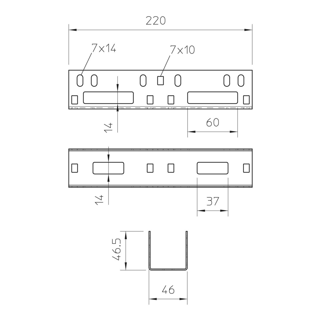 OBO Bettermann Vertr Längsverbinder 45x45x220mm VF AZK 50 FS