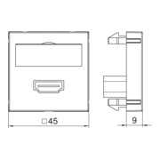 OBO Bettermann Vertr Multimediaträger HDMI 45x45mm rws MTG-HD F RW1-3