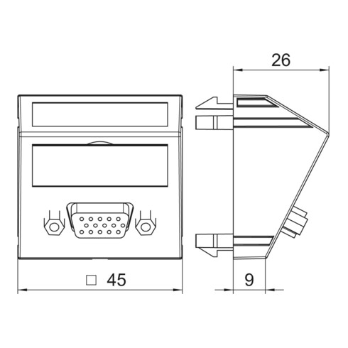OBO Bettermann Vertr Multimediaträger VGA 45x45mm rws MTS-VGA F RW1