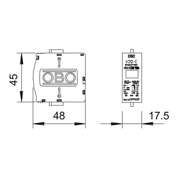 OBO Bettermann Vertr Oberteil f.Übersp.ableiter Modul 220V V20-C 0-280