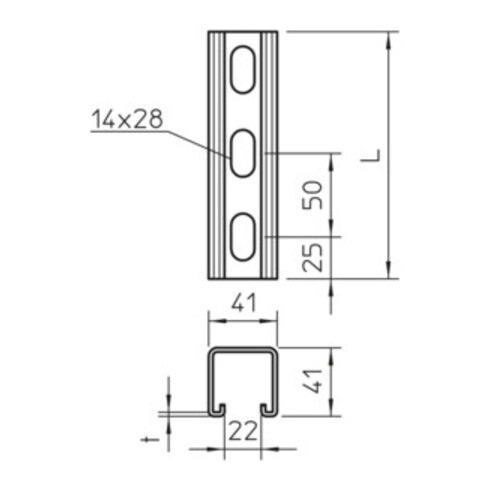 OBO Bettermann Vertr Profilschiene mit Seitenlochung MS4141PP0300FT