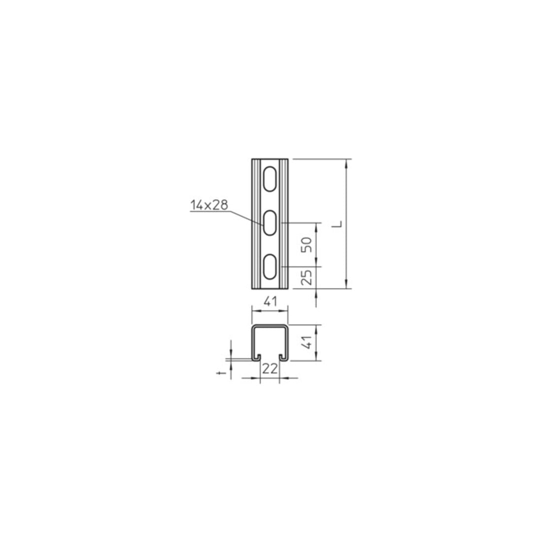 OBO Bettermann Vertr Profilschiene mit Seitenlochung MS4141PP0300FT