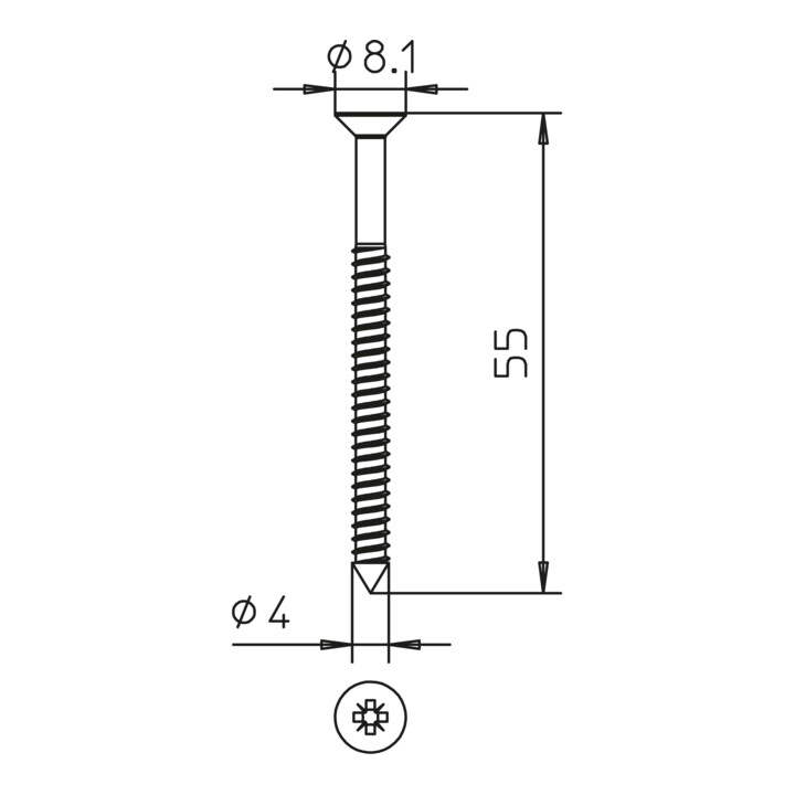 OBO Bettermann Vertr Senkkopfschraube 4,0x55mm BSK-S0955