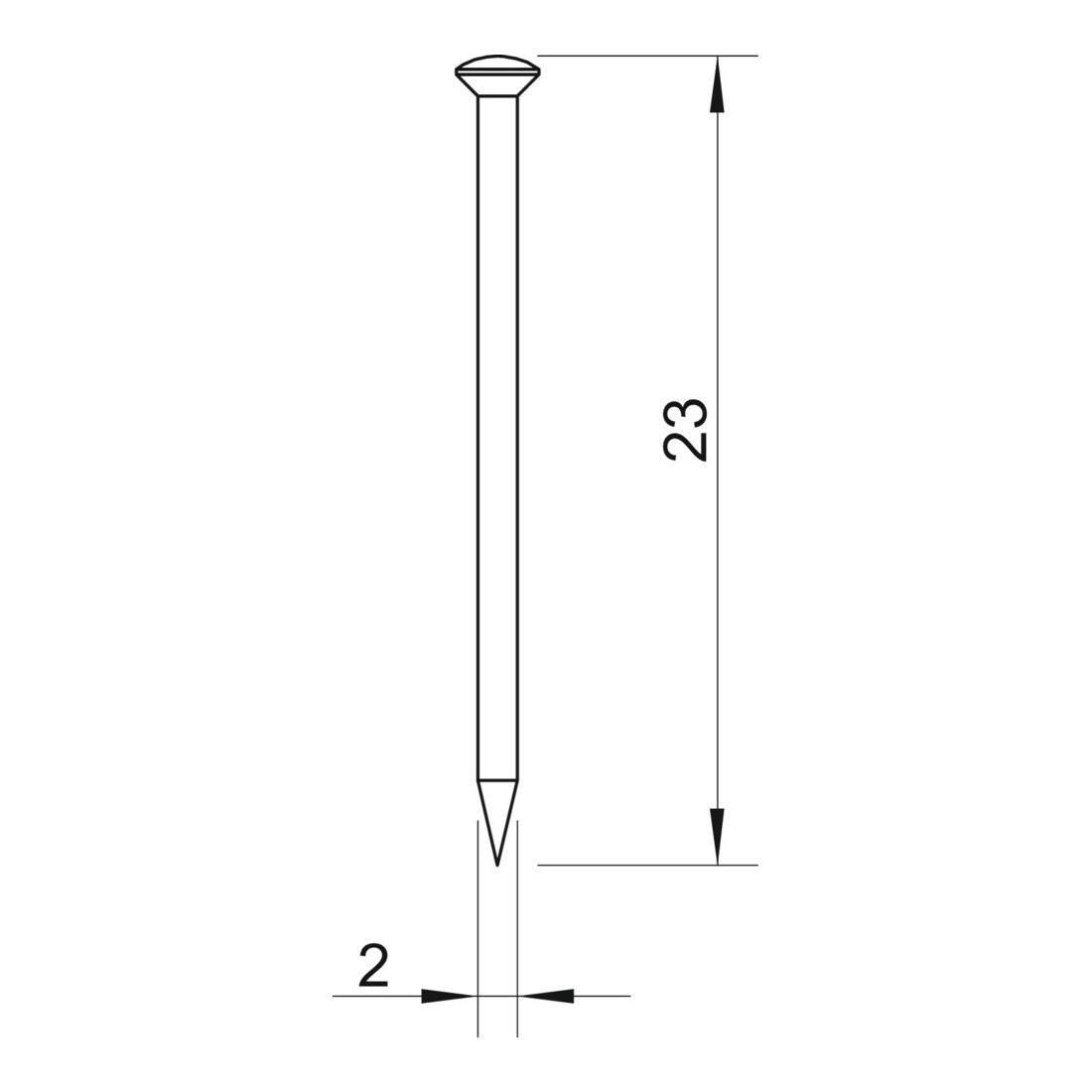 OBO Bettermann Vertr Stahlnadel gehärtet 2x23mm Stahl galv. 362 Z 23 G