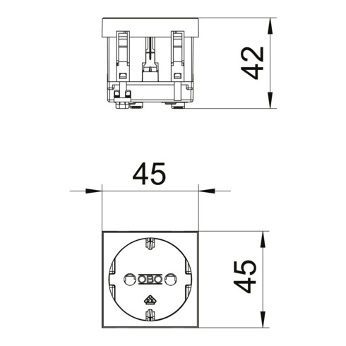 OBO Bettermann Vertr Steckdose 0 Grad, 1-fach Schutzkontakt STD-D0 RW1