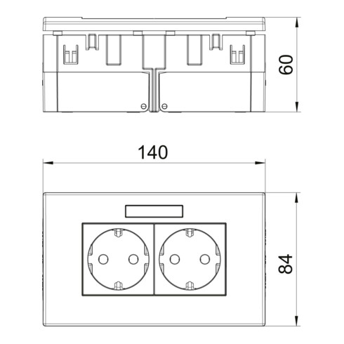 OBO Bettermann Vertr Steckdoseneinheit 2fach 84x140x59 rws SDE-RW D0RW2B