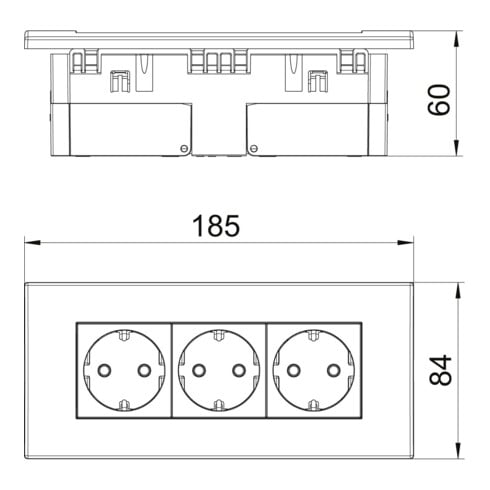 OBO Bettermann Vertr Steckdoseneinheit 3fach 84x185x59 rws SDE-RW D0RW3