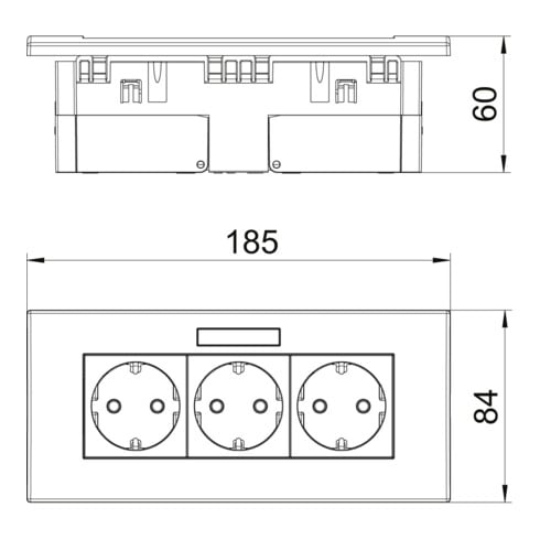 OBO Bettermann Vertr Steckdoseneinheit 3fach 84x185x59 rws SDE-RW D0RW3B