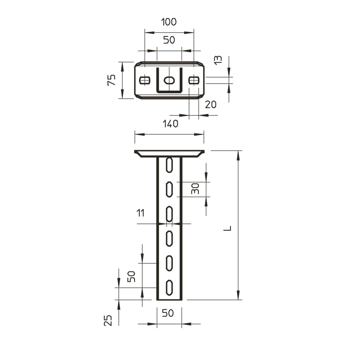 OBO Bettermann Vertr U-Stiel m.Kopfplatte 300mm US 5 K 30 FT