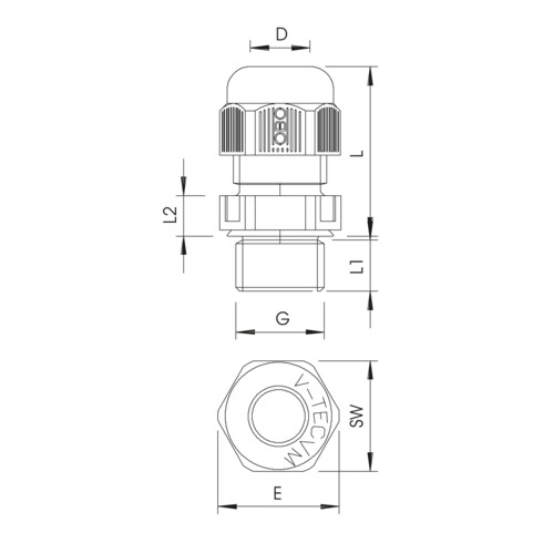 OBO Bettermann Vertr Verschraubung Vollmetrisch V-TEC VM12 LGR