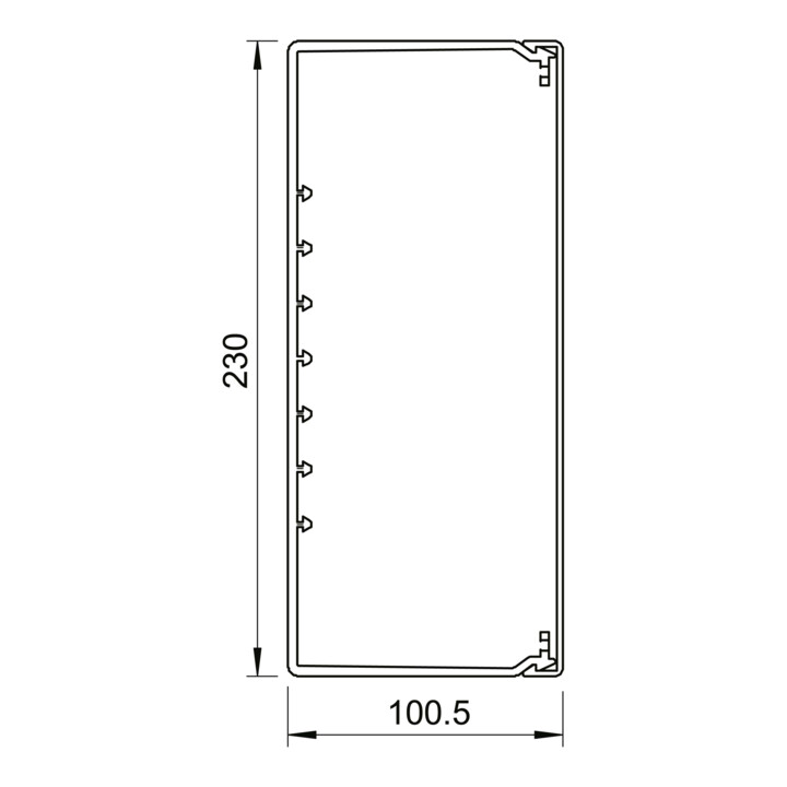 OBO Bettermann Vertr Wand+Deckenkanal m.Obert. 100x230mm,PVC WDK100230CW