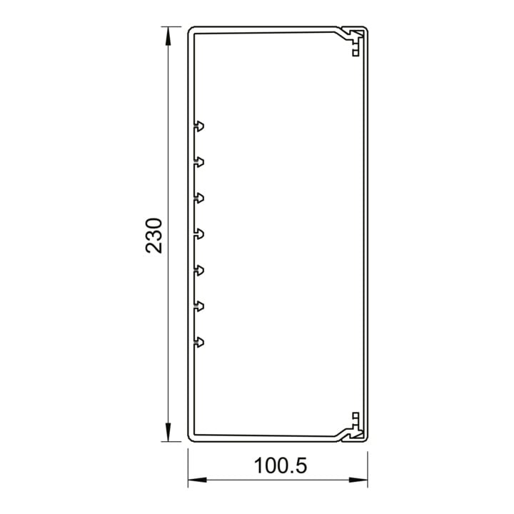 OBO Bettermann Vertr Wand+Deckenkanal m.Obert. 100x230mm,PVC WDK100230RW