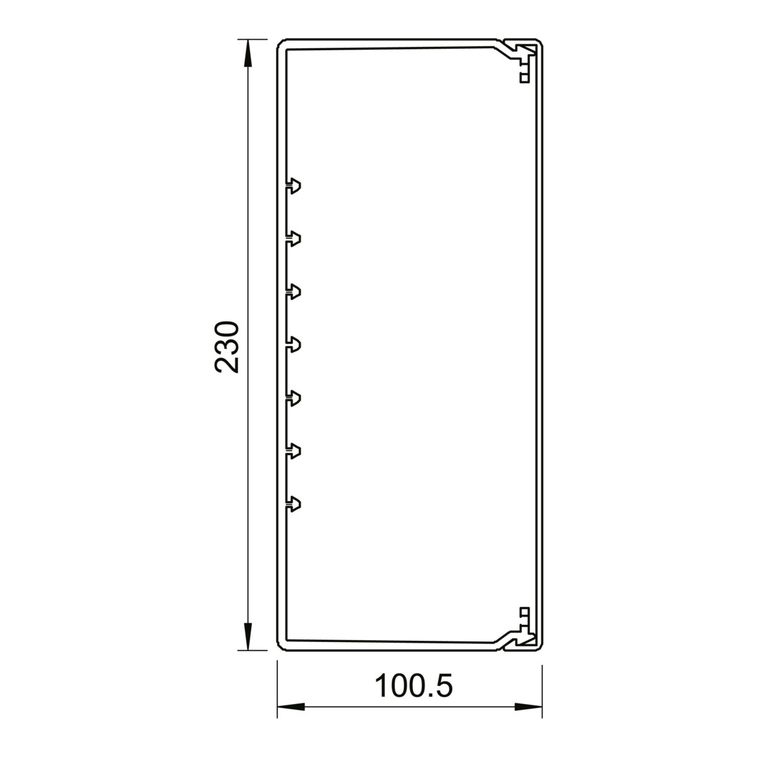 OBO Bettermann Vertr Wand+Deckenkanal m.Obert. 100x230mm,PVC WDK100230RW