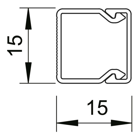 OBO Bettermann Vertr Wand+Deckenkanal m.Obert. 15x15mm,PVC WDK15015GR
