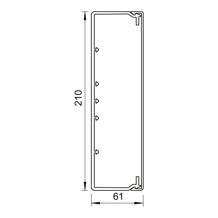 OBO Bettermann Vertr Wand+Deckenkanal m.Obert. 60x210mm,PVC sgr WDK60210GR m.Lochung