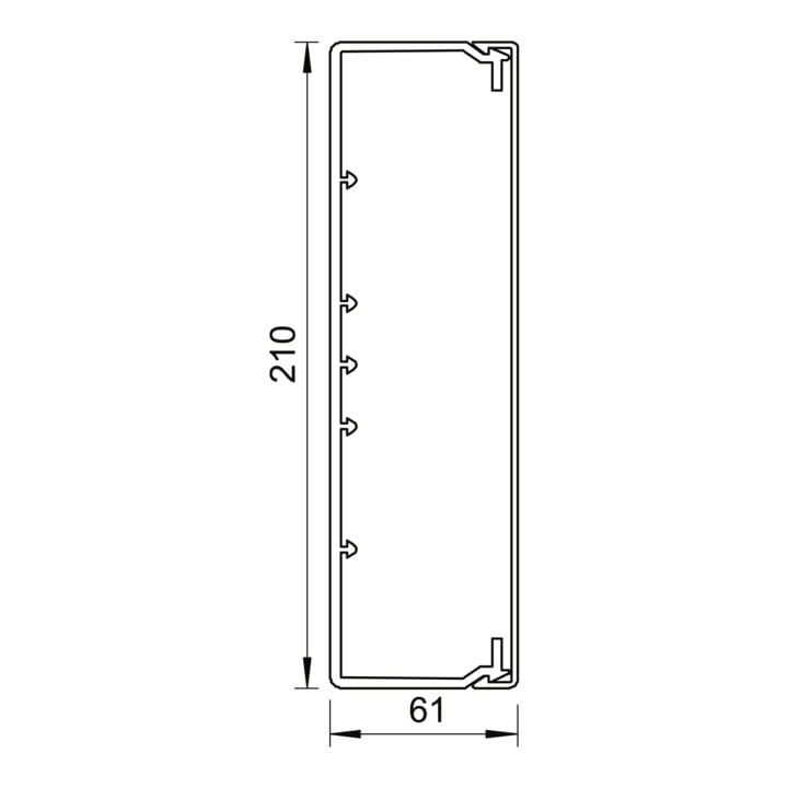 OBO Bettermann Vertr Wand+Deckenkanal m.Obert. 60x210mm,PVC WDK60210RW