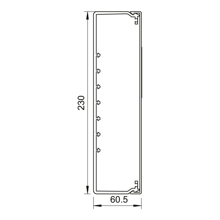 OBO Bettermann Vertr Wand+Deckenkanal m.Obert. 60x230mm,PVC WDK60230RW