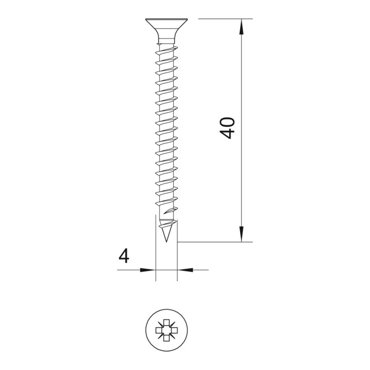 OBO Bettermann Vis à tête fraisée cruciforme Sprint 4,0x40 mm 4759