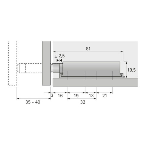 Öffnungs- u.Dämpfungssystem Push to open Univ.maxi Ku.HETTICH