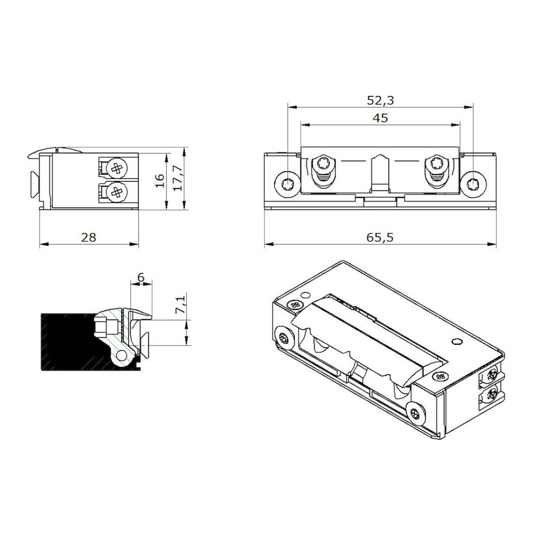 Opener & Closers E-Öffner 50B10 6-14 V AC/ DC Arbeitsstrom