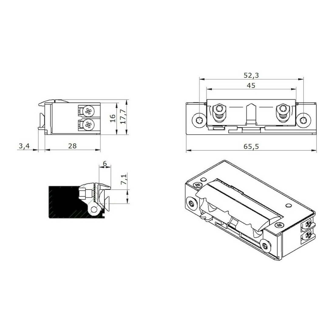 Opener & Closers E-Öffner 51B10 6-14 V AC/ DC Strom mech.E