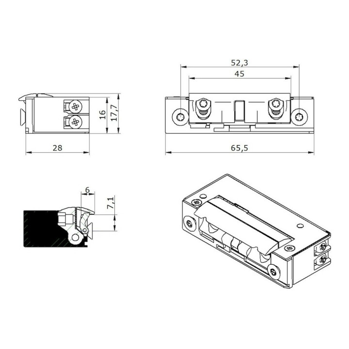 Opener & Closers E-Öffner 52B10 6-14 V AC/ DC Strom mech.A