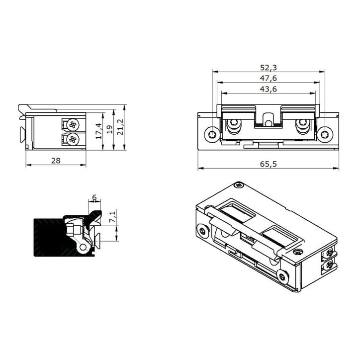 Opener & Closers E-Öffner 5U0X21 9-24V AC/DC AS+Fall