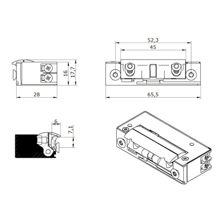 Opener & Closers E-Öffner 5U2X10 9-24V AC/ DC Strom mech.A