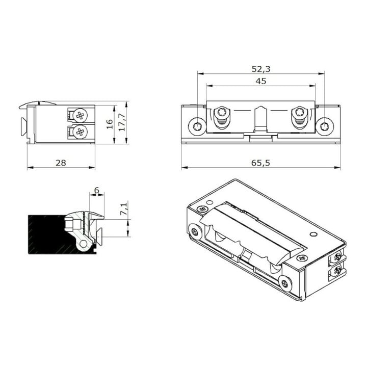 Opener & Closers E-Öffner 5U4X10 12 V DC R uhestrom