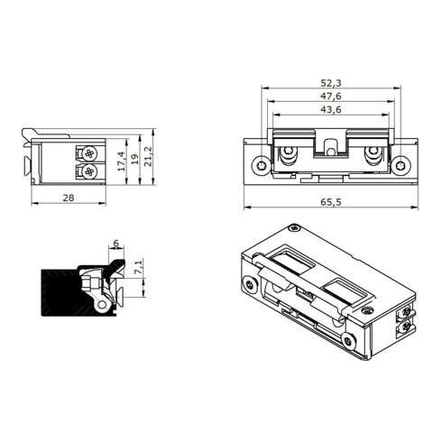 Opener & Closers E-Öffner 5U4X21 12V DC RS mit Fallgl.