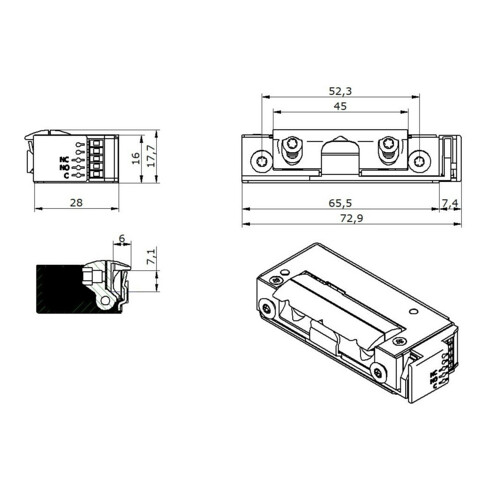 Opener & Closers E-Öffner 5U6X10 9-24V AC/ DC Strom m.RÜ.