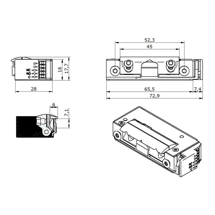 Opener & Closers E-Öffner 5U8X10 12V DC Ru hestrom m.RÜ.
