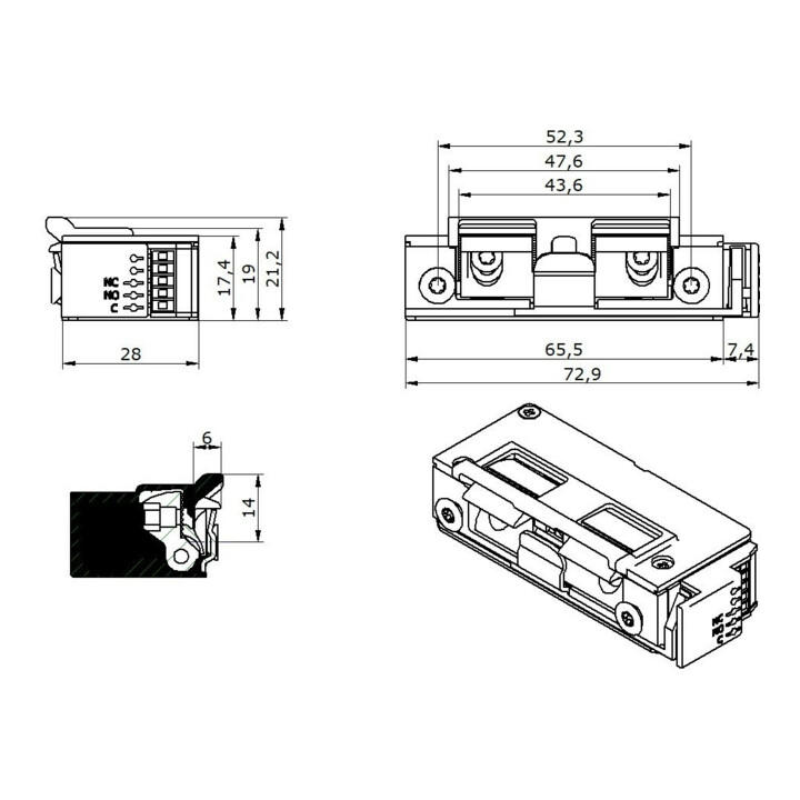 Opener & Closers E-Öffner 5U8X21 12V DC RS m.RÜ+Fallgl.