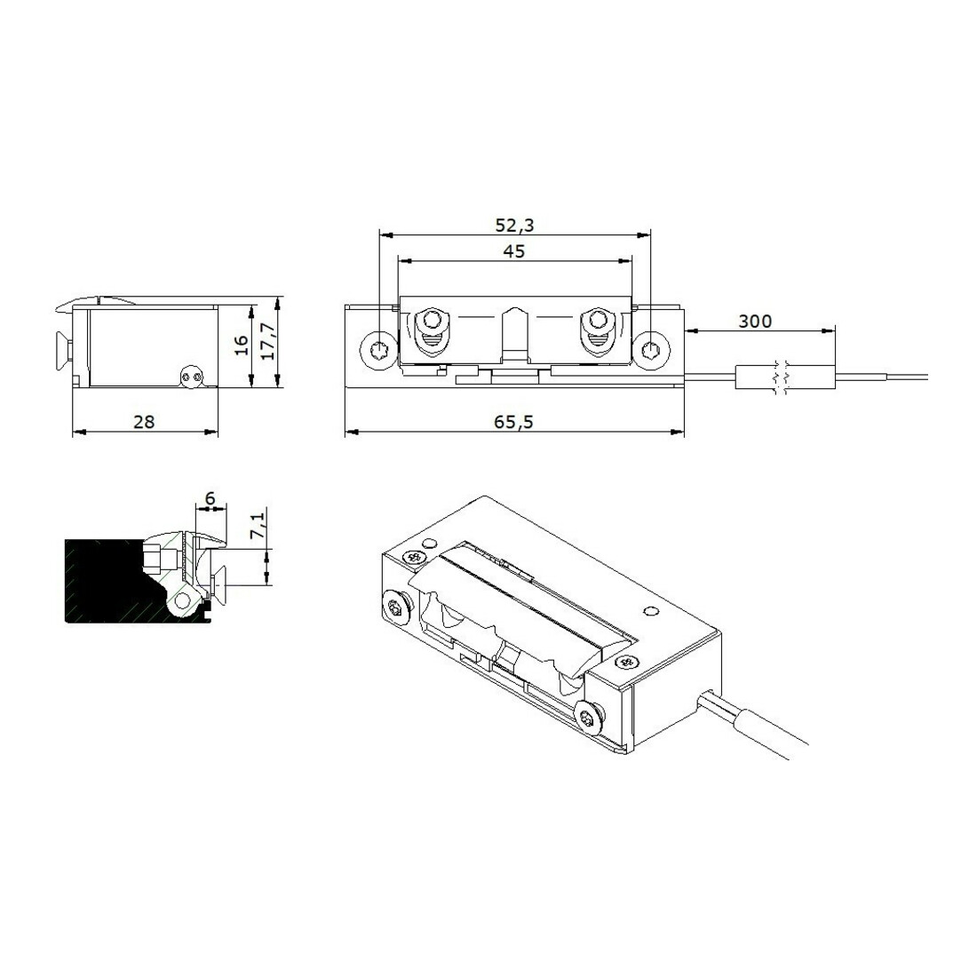 Opener & Closers E-Öffner 5UW0X10 9-24 V A C/DC wass.IP68