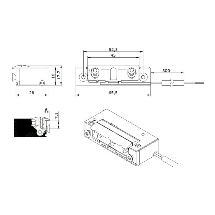 Opener & Closers E-Öffner 5UW4X10 12V DC R uhestrom, IP68