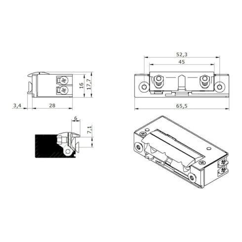 Opener & Closers E-ouvre-porte 51B10 6-14 V AC/DC courant méc. E