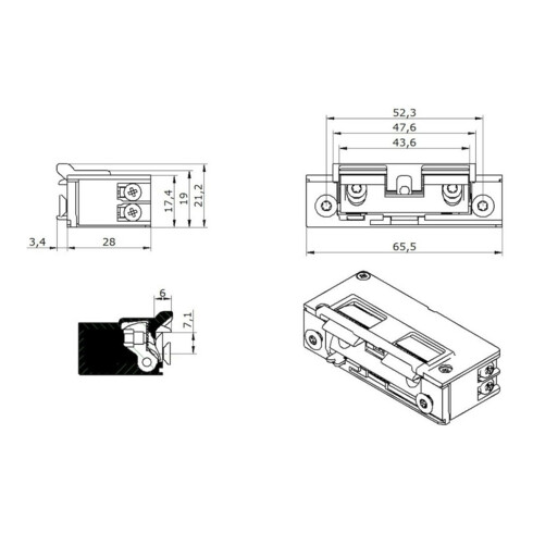 Opener & Closers E-ouvre-porte 5U1X21 9-24V AC/DC AS+mécanique+chute