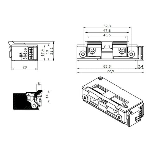 Opener & Closers E-ouvre-porte 5U6X21 9-24V AC/DC AS avec RÜ+chute
