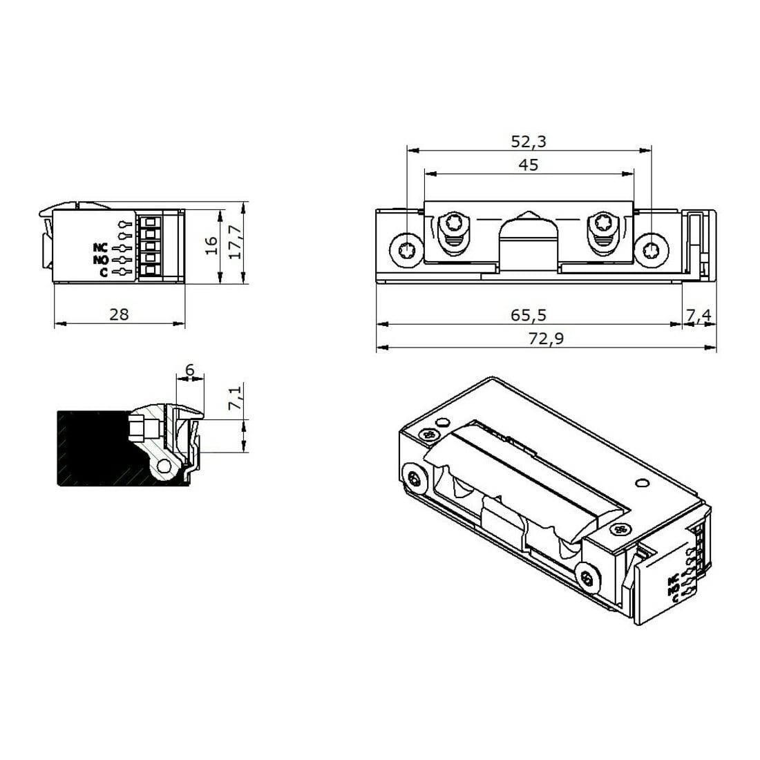 Opener & Closers E-ouvre-porte 5U8X10 12V CC courant de repos avec RÜ