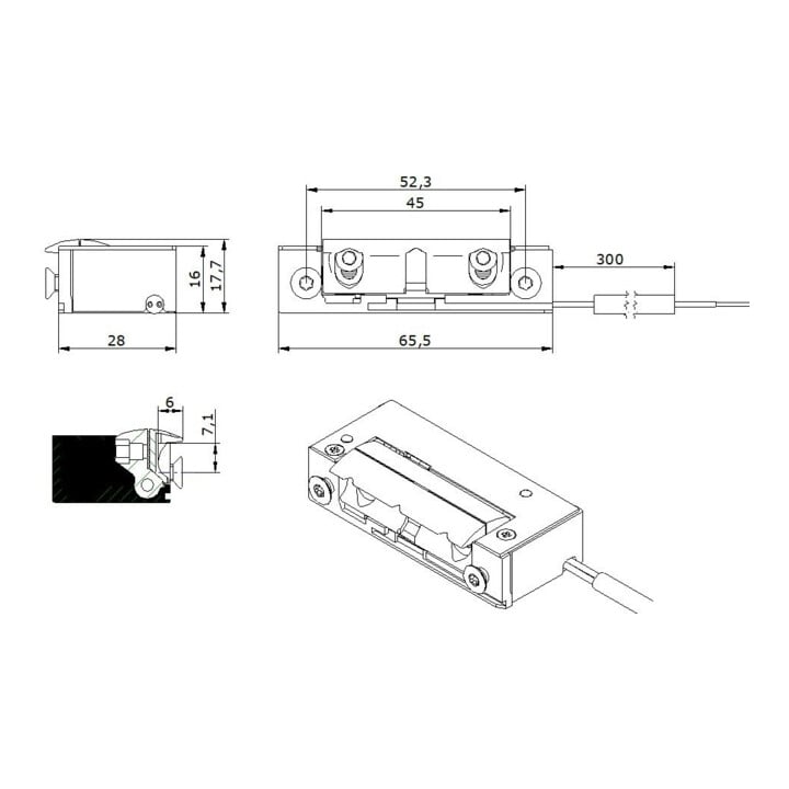 Opener & Closers E-ouvre-porte 5UW4X10 12V CC R courant de repos, IP68