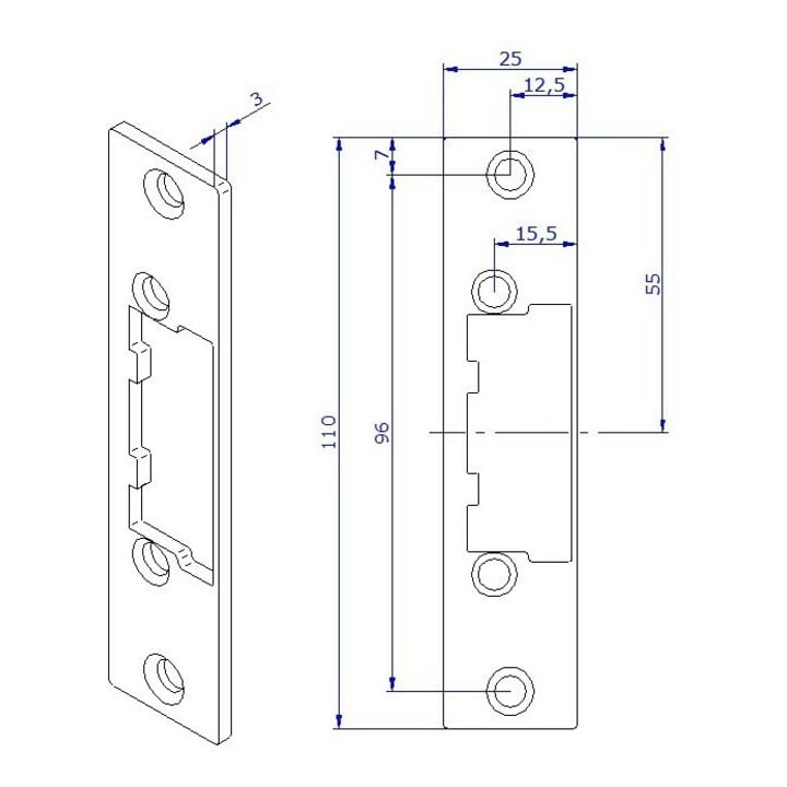 Opener & Closers Kurzes Schließblech, rostfreier Stahl