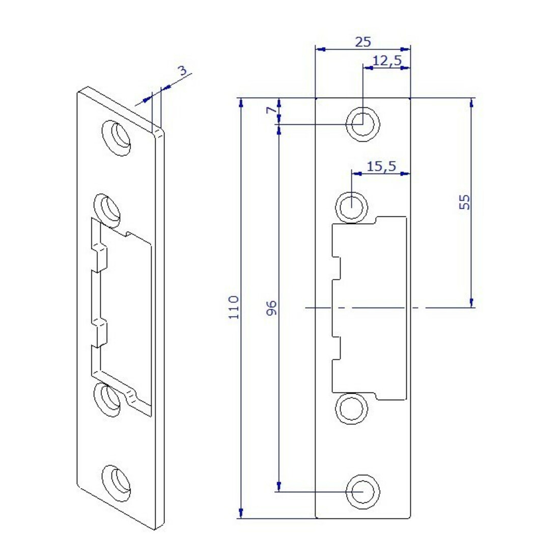 Opener & Closers Kurzes Schließblech, rostfreier Stahl
