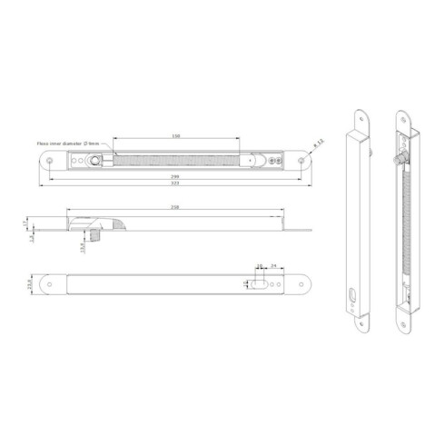 Opener & Closers Passage de câble 323x23,8x17, Section 9mm